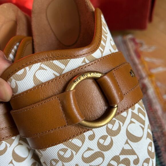 SeebyChloé Tan and White mules Slippers Size 39/8 - Picture 7 of 16